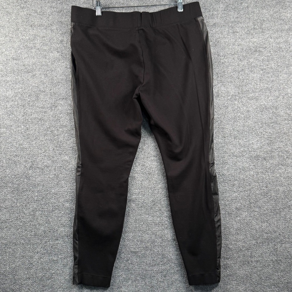 WHBM Large Black Faux Leather Tuxedo Side Panel Leggings Biker Moto Edgy Pants - Picture 2 of 7